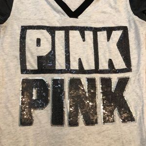VS Pink light and dark grey sequin tee shirt